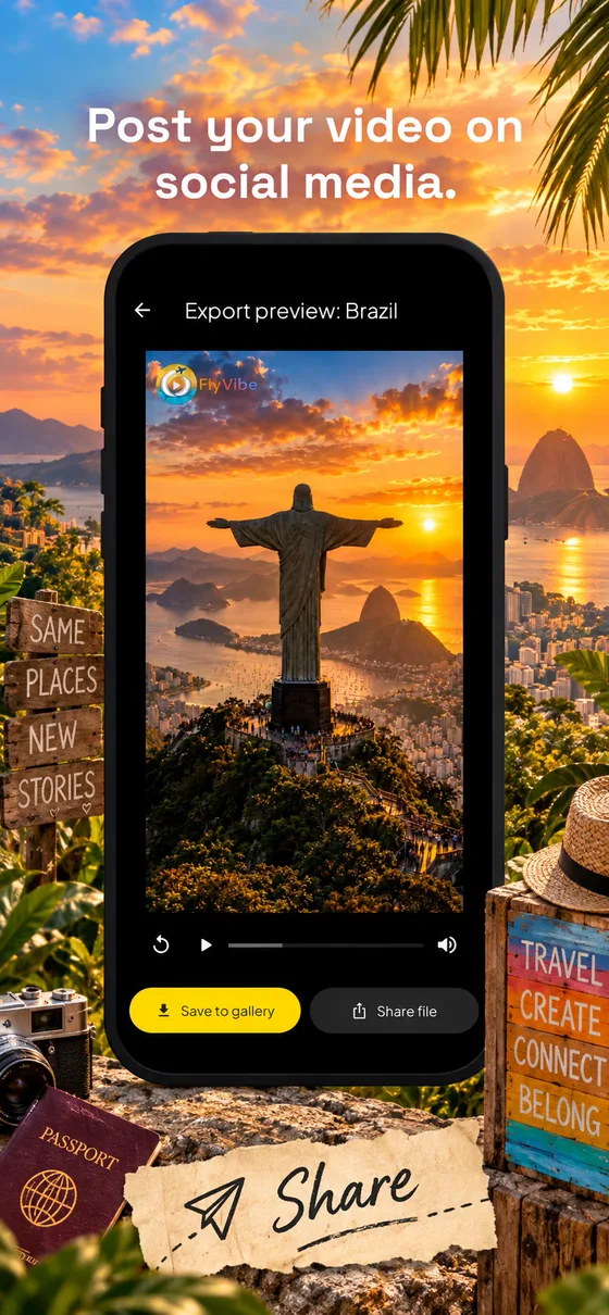 Export preview with Save to gallery and Share file buttons